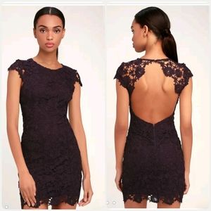 Lulu's Dark Purple Backless Lace Dress